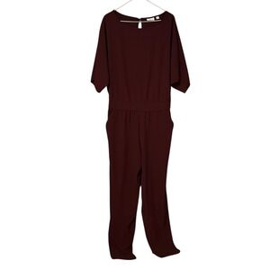 NEW YORK COMPANY JUMPSUIT MAROON ELASTIC WAIST‎